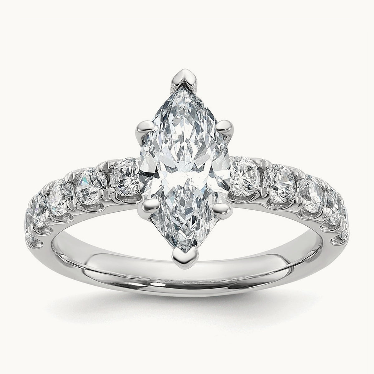 Marquise Engagement Ring — 14K White Gold, 2 1/5 ct, 7