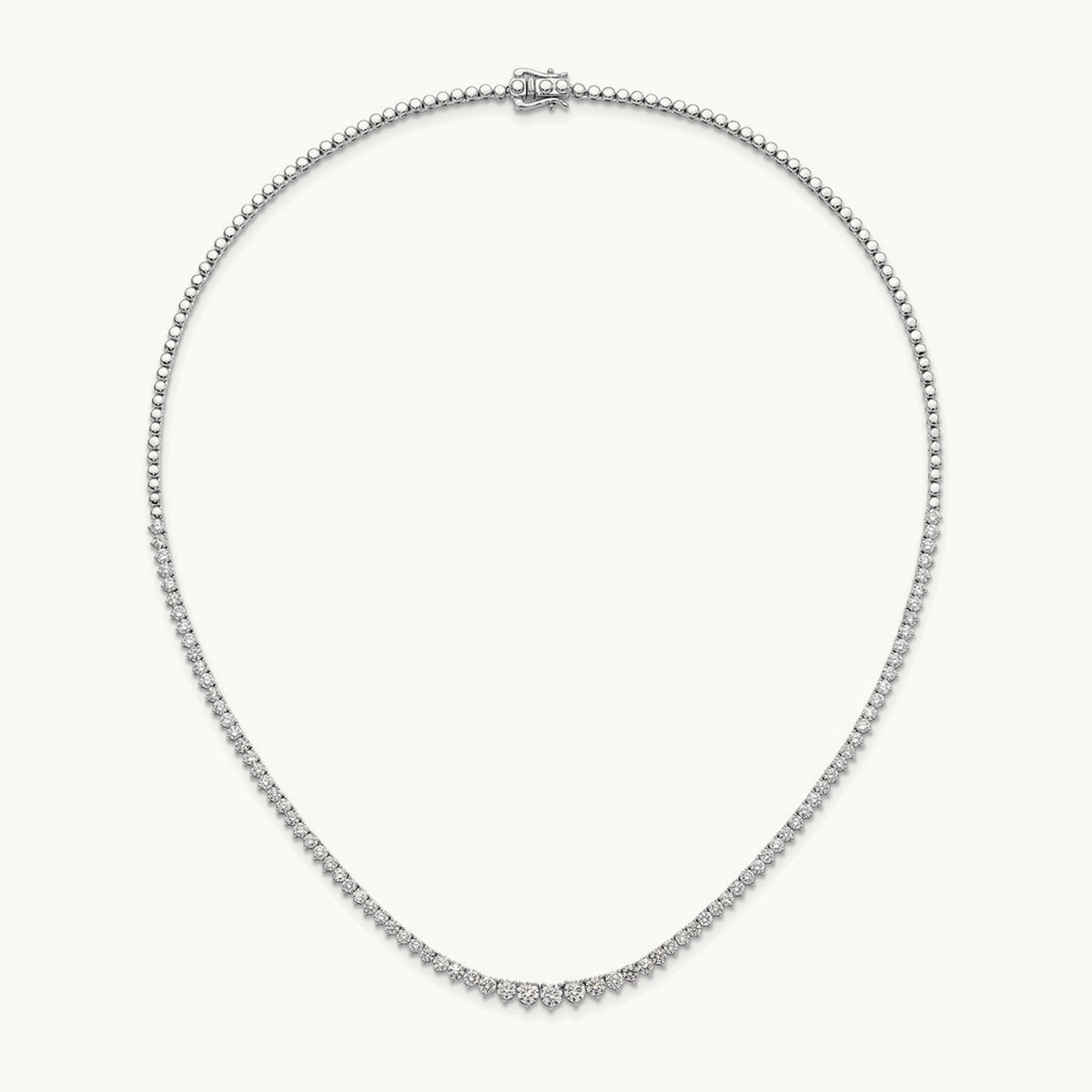 Graduated Tennis Necklace, 6.50 ct tw Lab-Grown Diamond — 14K White Gold