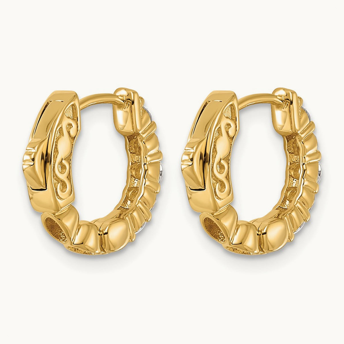 .46ct 10- Round Hoop w/ Safety Clasp Diamond Earrings, 2.25mm, 14K