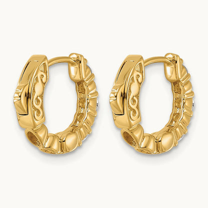 .46ct 10- Round Hoop w/ Safety Clasp Diamond Earrings, 2.25mm, 14K