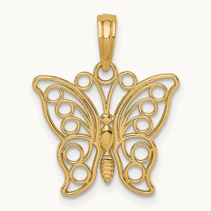 Cut-out Butterfly Large Pendant — 14K Yellow Gold