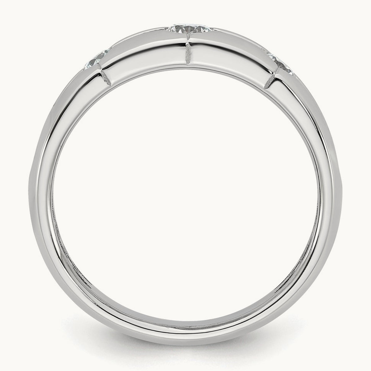 Setting: IB Goodman Men's Polished 3-Stone Diamond Ring Mounting, 14K Gold — 14K White Gold