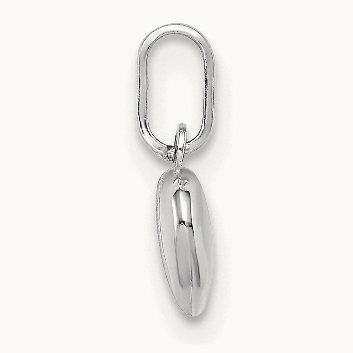 Polished 3-D Heart Charm — 14K White Gold