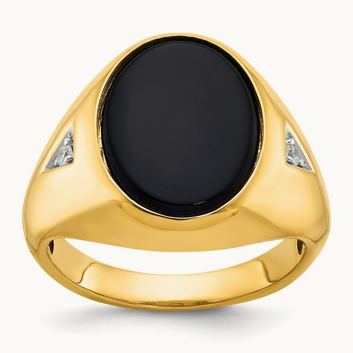IBGoodman Men's Oval Onyx and Diamond Complete Ring, 14K