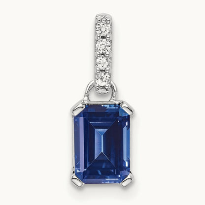 Created Sapphire and Diamond Pendant, 14K White Gold