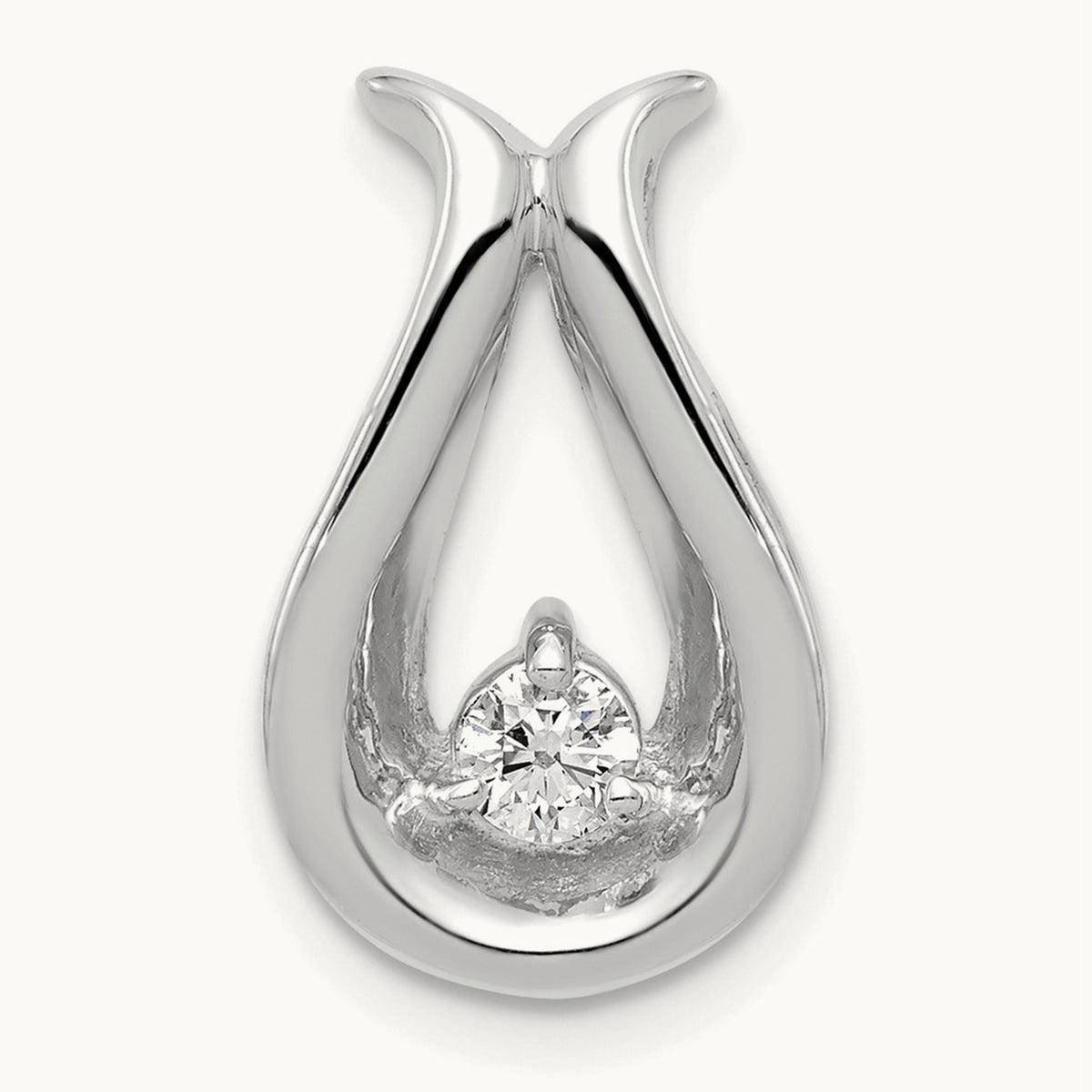 A Diamond Teardrop Shape Chain Slide — 14K White Gold