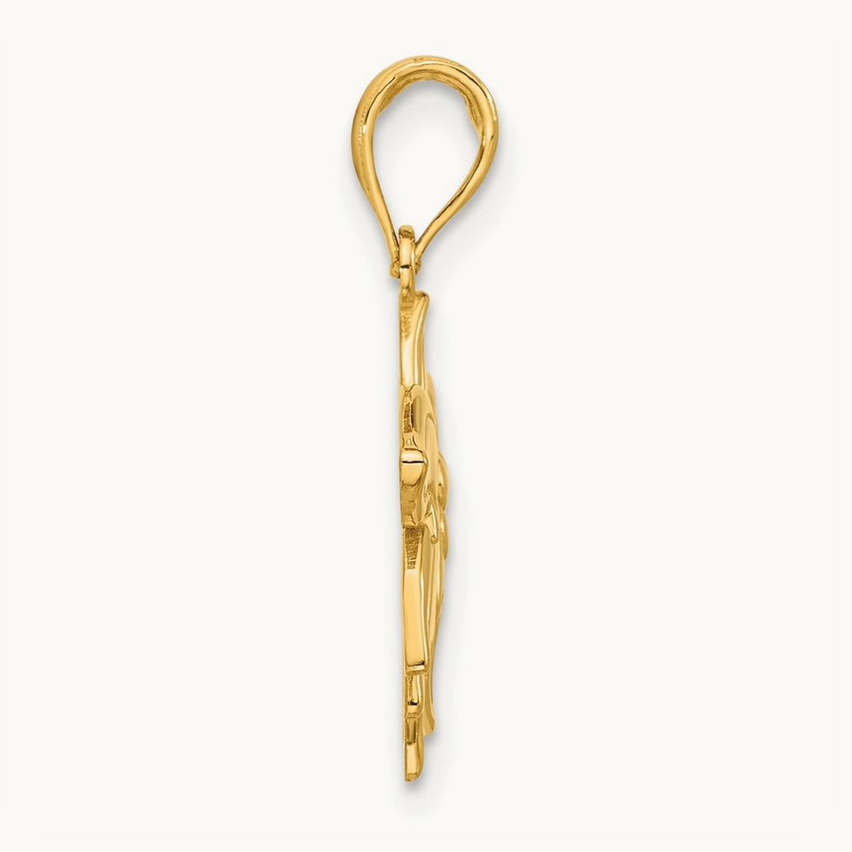 Polished Poinsettia Floral Pendant, 14K