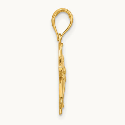 Polished Poinsettia Floral Pendant, 14K