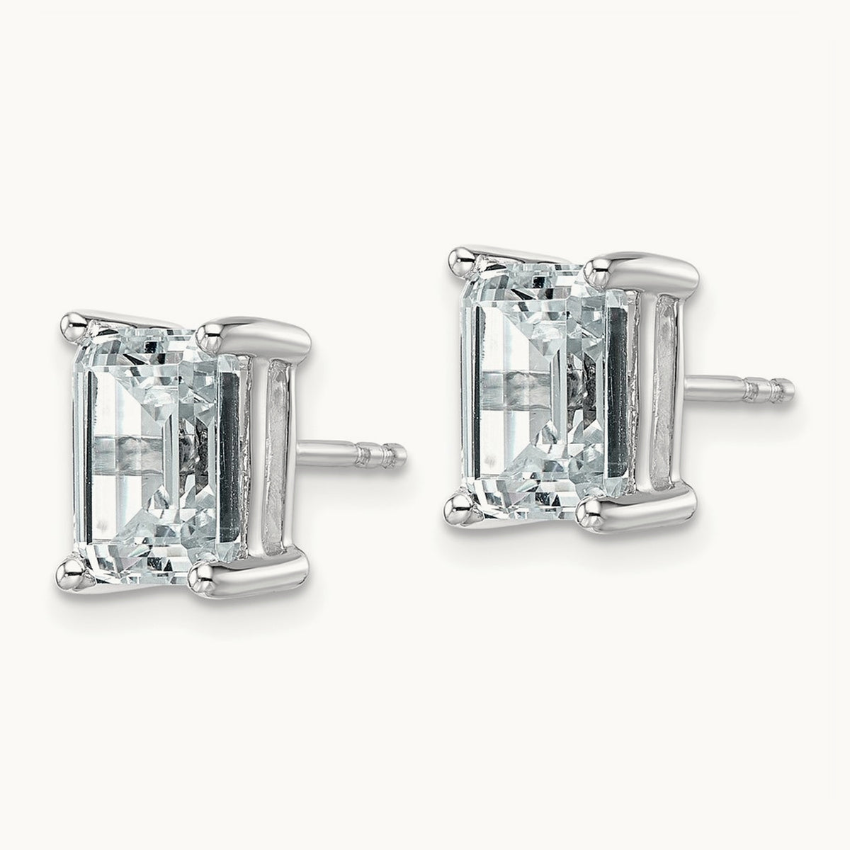 Emerald Four-Prong Stud Earrings, 0.50-6.00 ct tw Lab-Grown Diamond — 4 ct, 14K White Gold