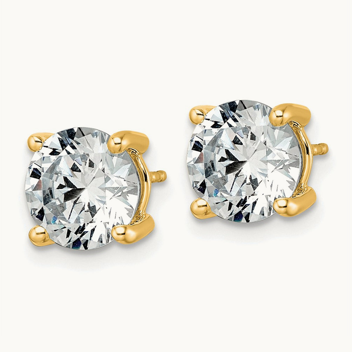 Round Lightweight Earrings, 0.25-6.00 ct tw Lab-Grown Diamond — 5 ct, 14K Yellow Gold
