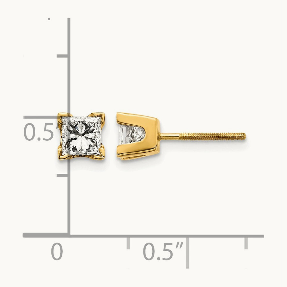 AAA Quality Complete Princess-cut Diamond Earrings, 14K