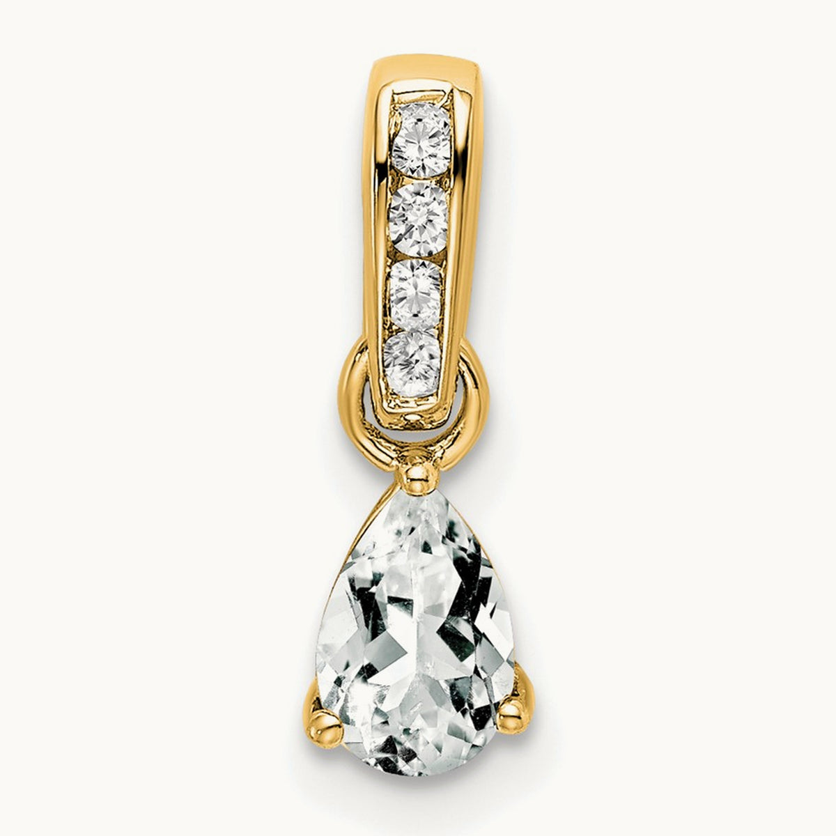 Pear Topaz and Diamond Pendant — 14K Yellow Gold