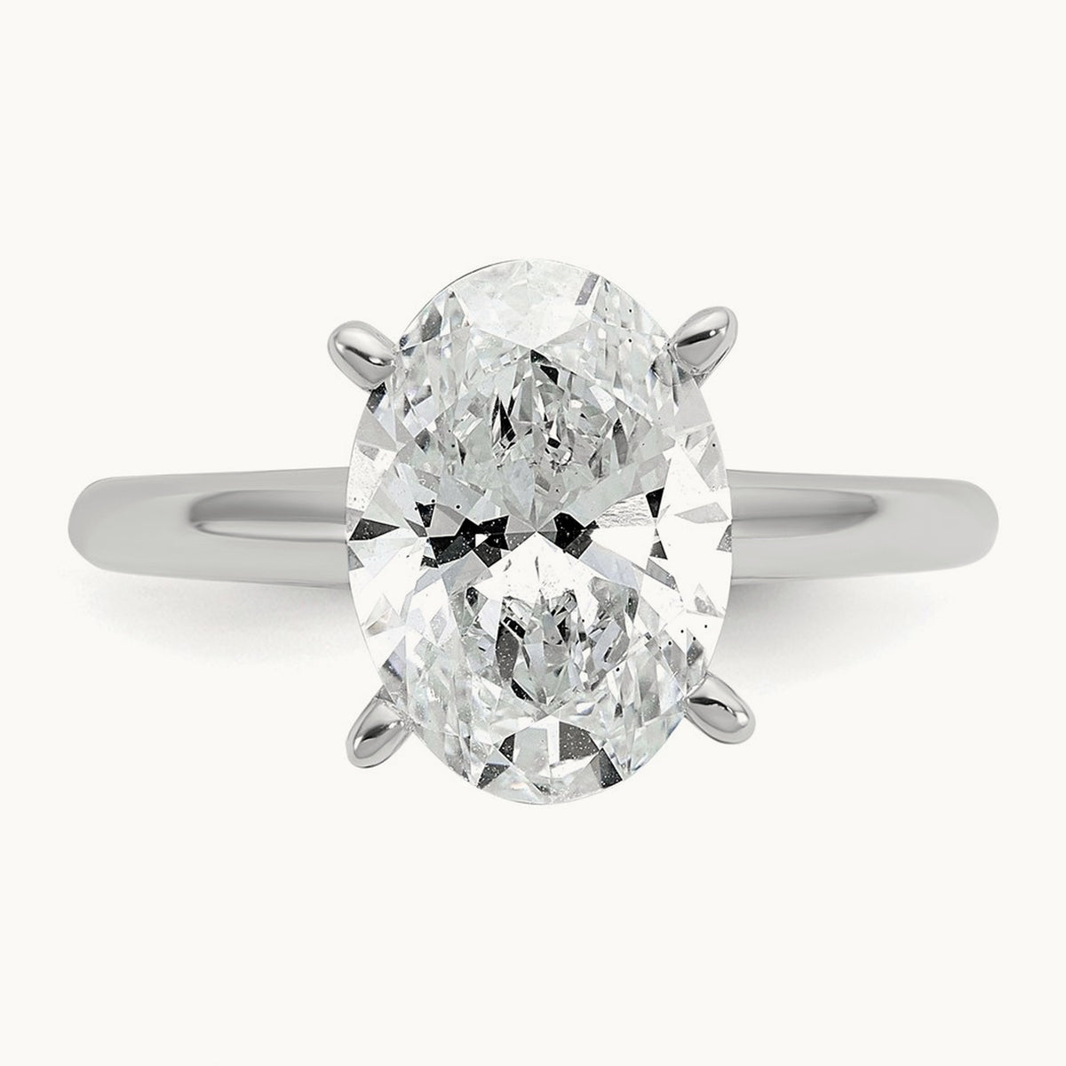 Oval Solitaire Engagement Ring, 0.50-5.00 ct tw Lab-Grown Diamond — 3 ct, 14K White Gold