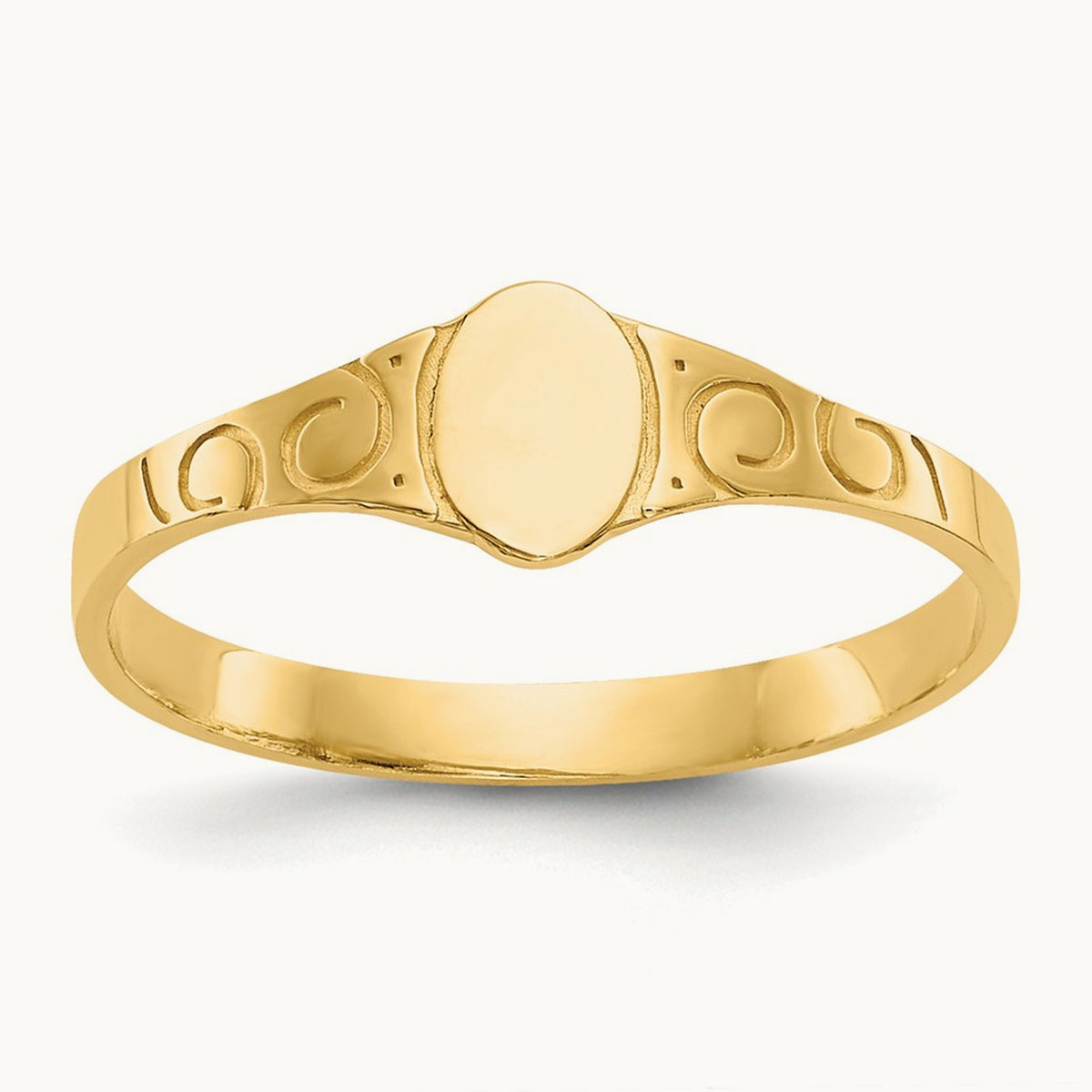 Polished Oval Baby Signet Ring, 14K
