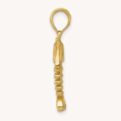Polished 3-D Fish Bone Pendant, 14K