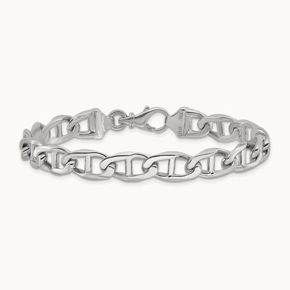 WG Hand-polished Anchor Link Bracelet, 9mm, 14K