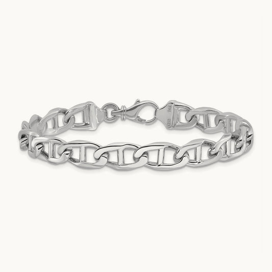 WG Hand-polished Anchor Link Bracelet, 9mm, 14K