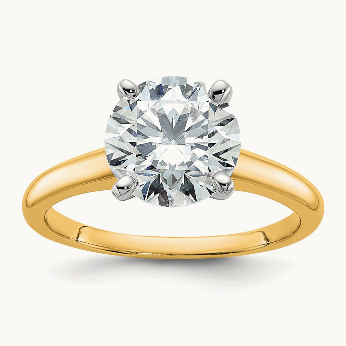 Round Solitaire Engagement Ring, 0.25-5.00 ct tw Lab-Grown Diamond — 2 1/2 ct, 14K Two-Tone
