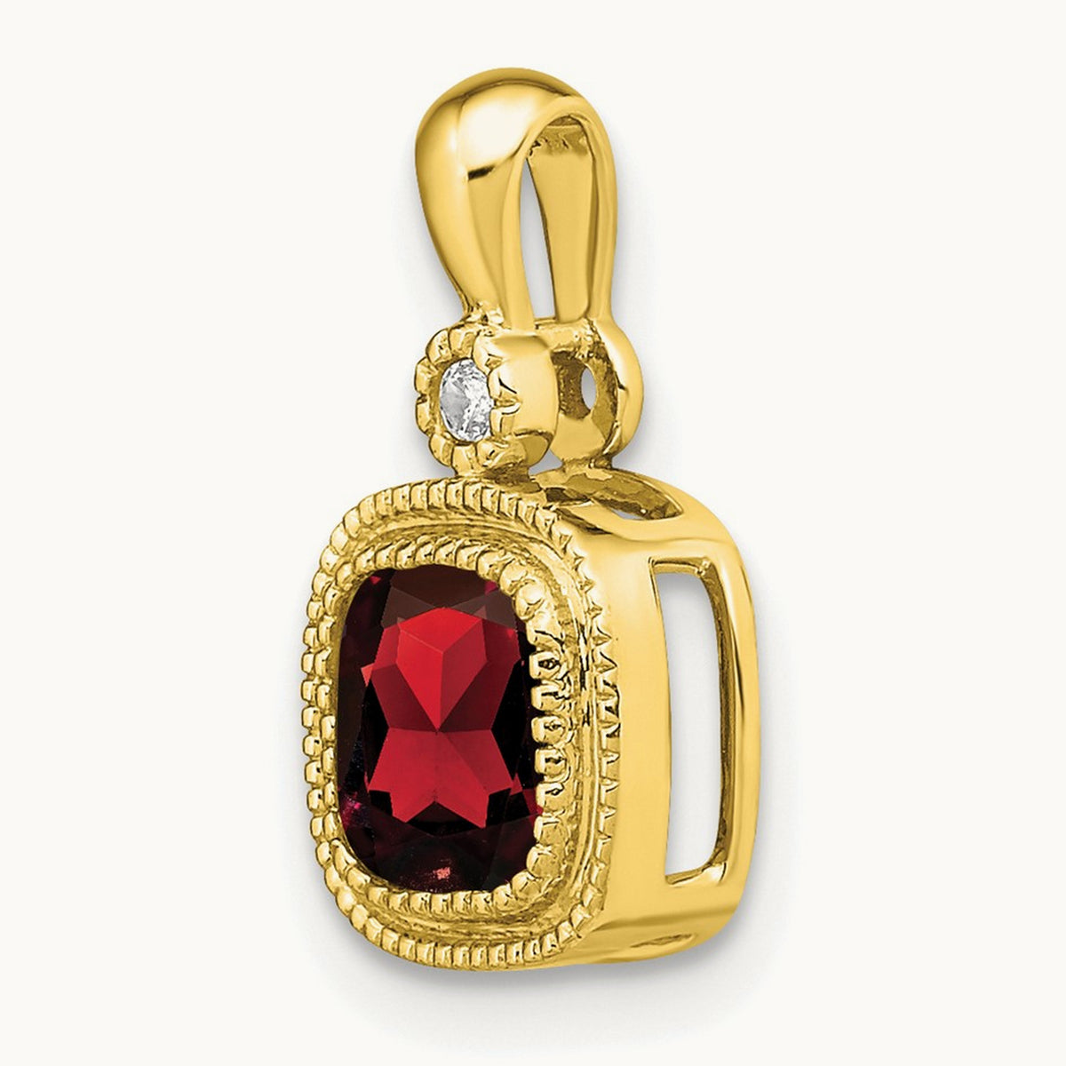 Cushion Garnet and Diamond Pendant — photo set