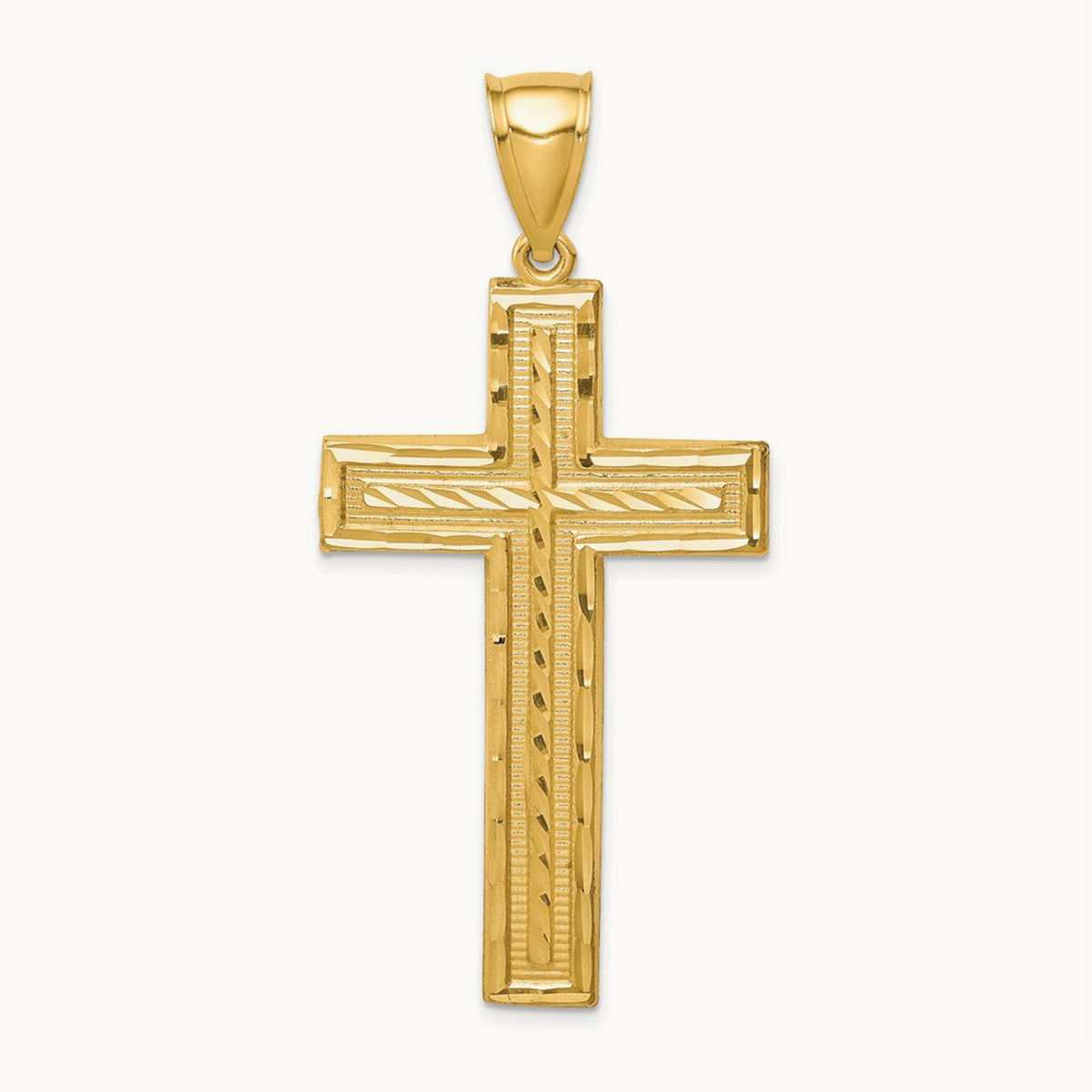 Diamond-cut Cross Pendant, 14K
