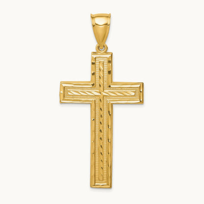 Diamond-cut Cross Pendant, 14K