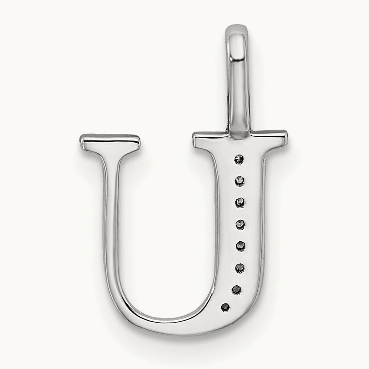 Diamond Letter U Initial Pendant, 14K White Gold