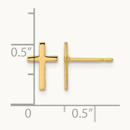 Polished Cross Earrings — 10mm