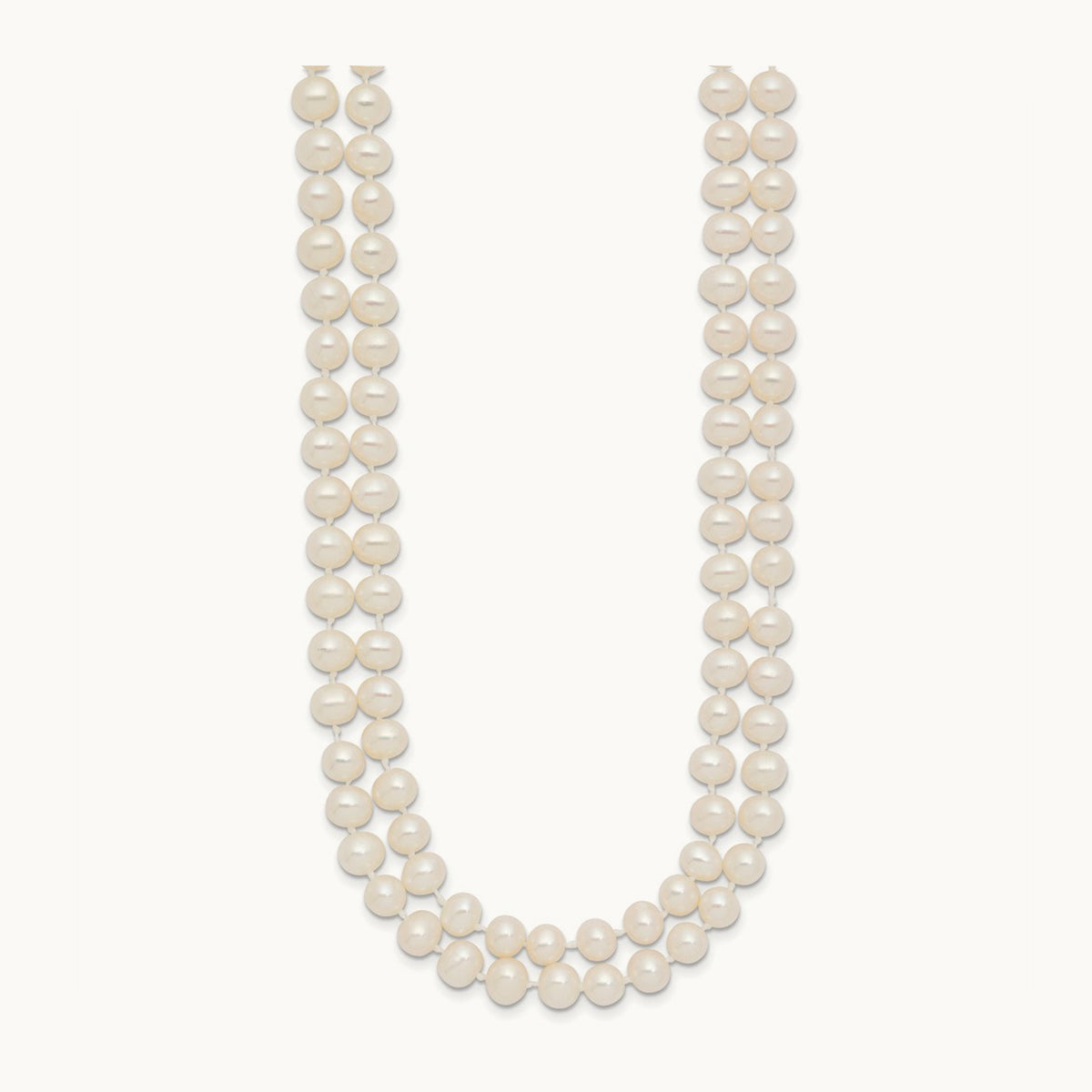 5- Near Rnd White FWC Pearl Double Strand 18in Necklace, 6mm, 14K