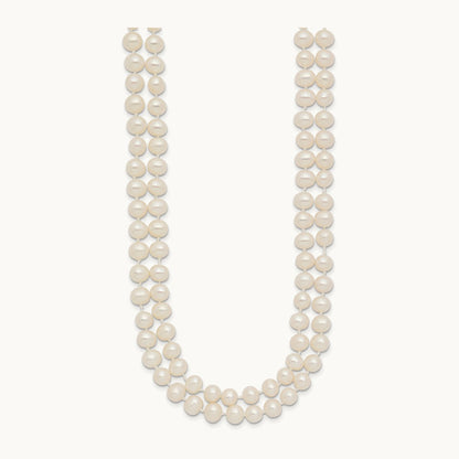 5- Near Rnd White FWC Pearl Double Strand 18in Necklace, 6mm, 14K