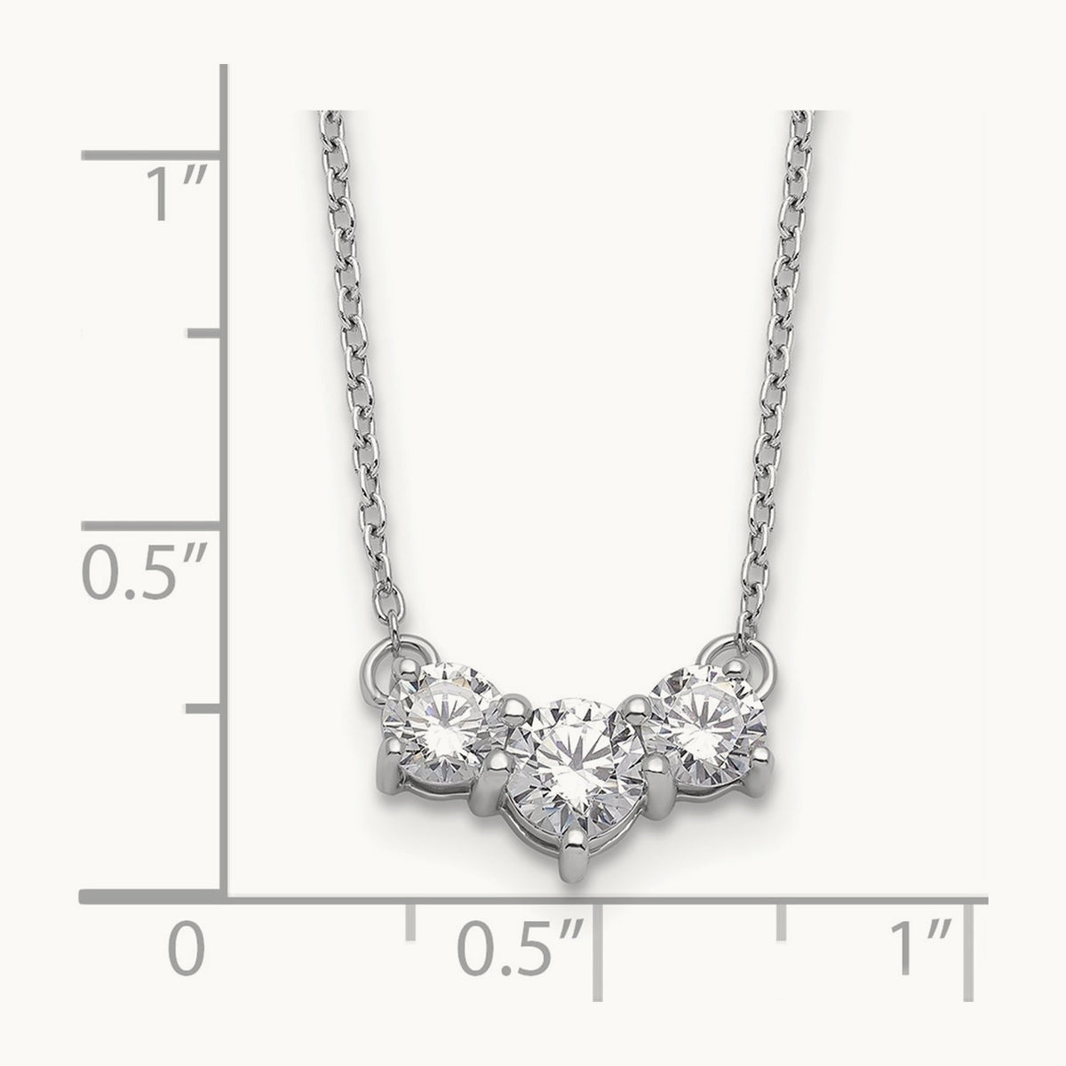 3 Stone Necklace, 0.75-1.50 ct tw Lab-Grown Diamond — 14K White Gold