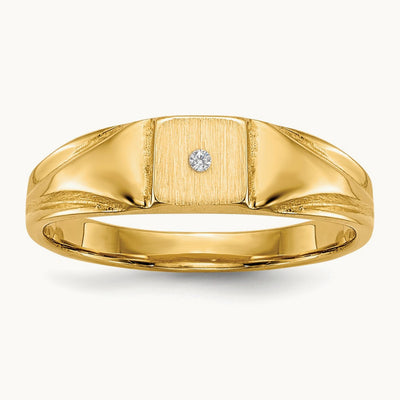 Child's AA Diamond Closed Back Signet Ring, 14K