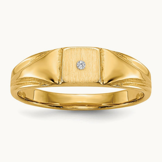 Child's AA Diamond Closed Back Signet Ring, 14K