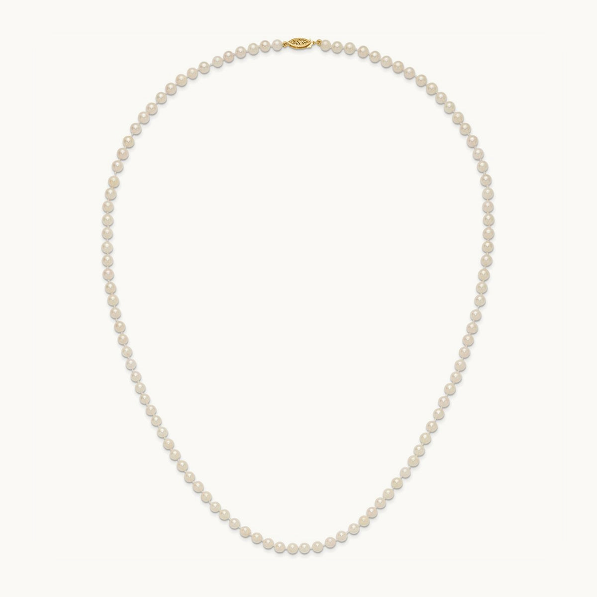5- Round White Saltwater Akoya Cultured Pearl Necklace, 6mm, 14K
