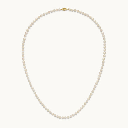 5- Round White Saltwater Akoya Cultured Pearl Necklace, 6mm, 14K