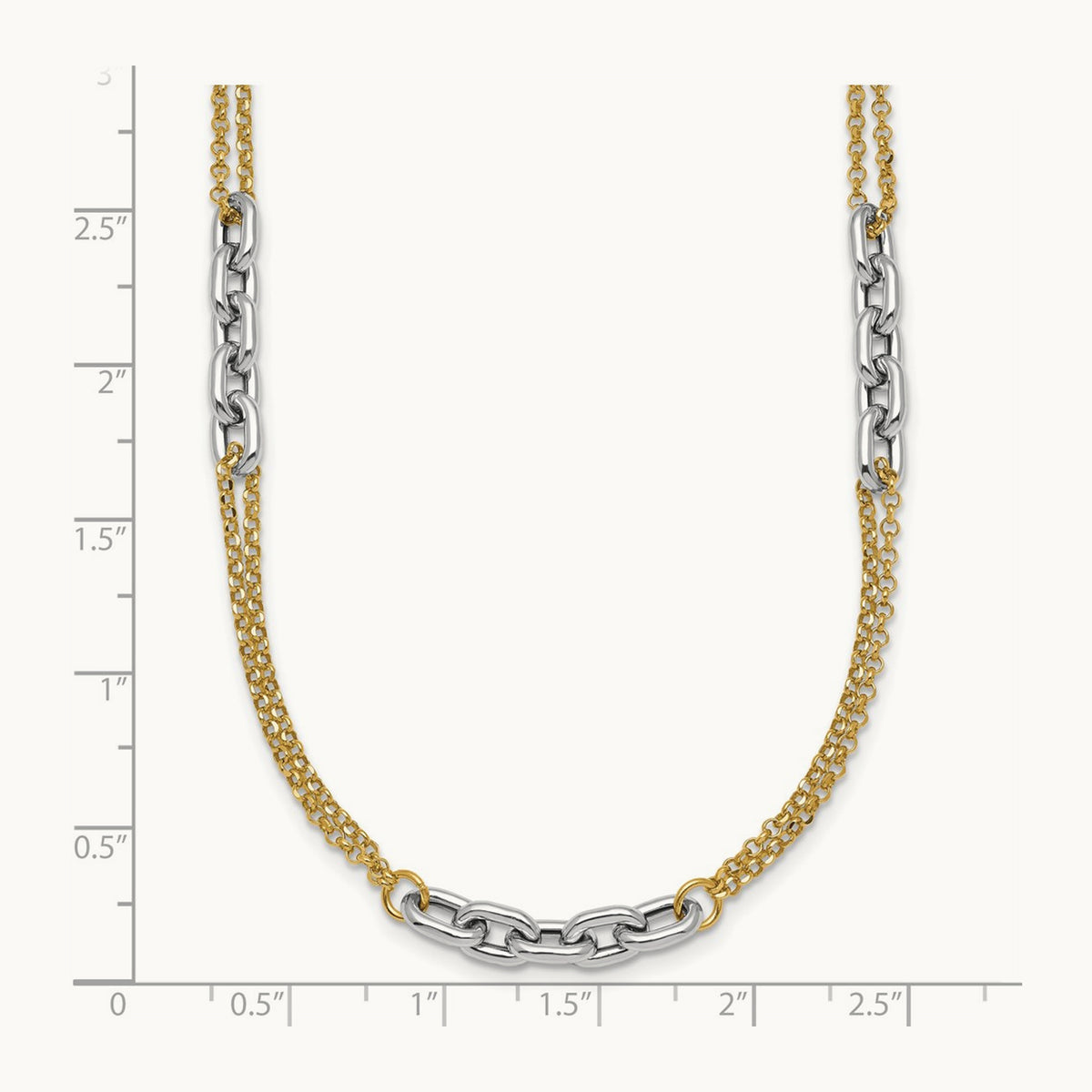 Polished 17in w/2in ext. Fancy Link Necklace, 14K Two-tone