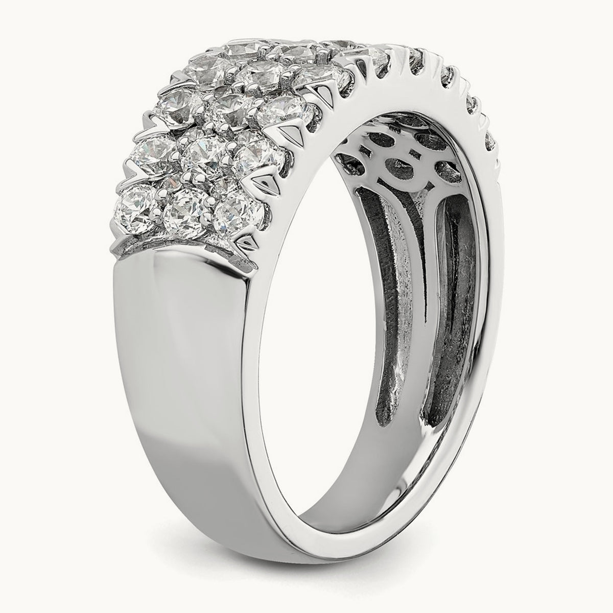 Triple Row Band, 1.50-3.00 ct tw Lab-Grown Diamond — 1 1/2 ct, 14K White Gold, 7
