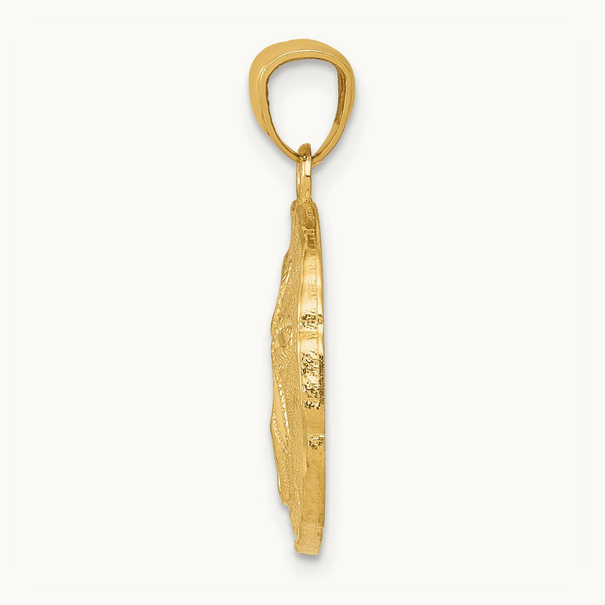 Polished Large Sand Dollar Pendant, 14K Gold