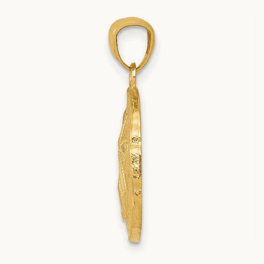 Polished Large Sand Dollar Pendant, 14K Gold