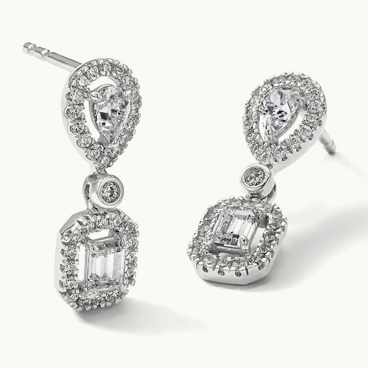 Dangle Halo Post Earrings, 1.00 ct tw Lab-Grown Diamond