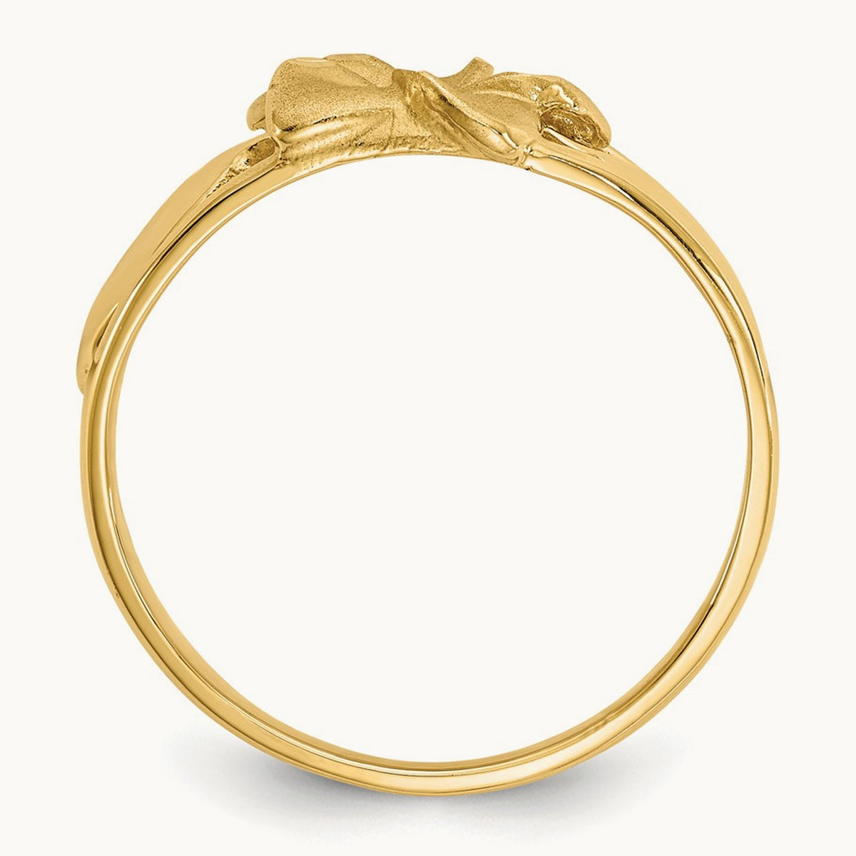 Satin & Diamond-Cut Plumeria Ring, 14K