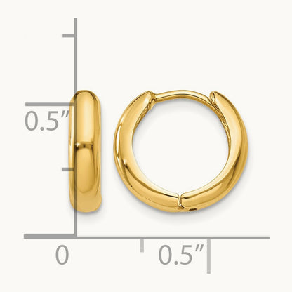 Polished Hinged Hoop Earrings — 14K Yellow Gold