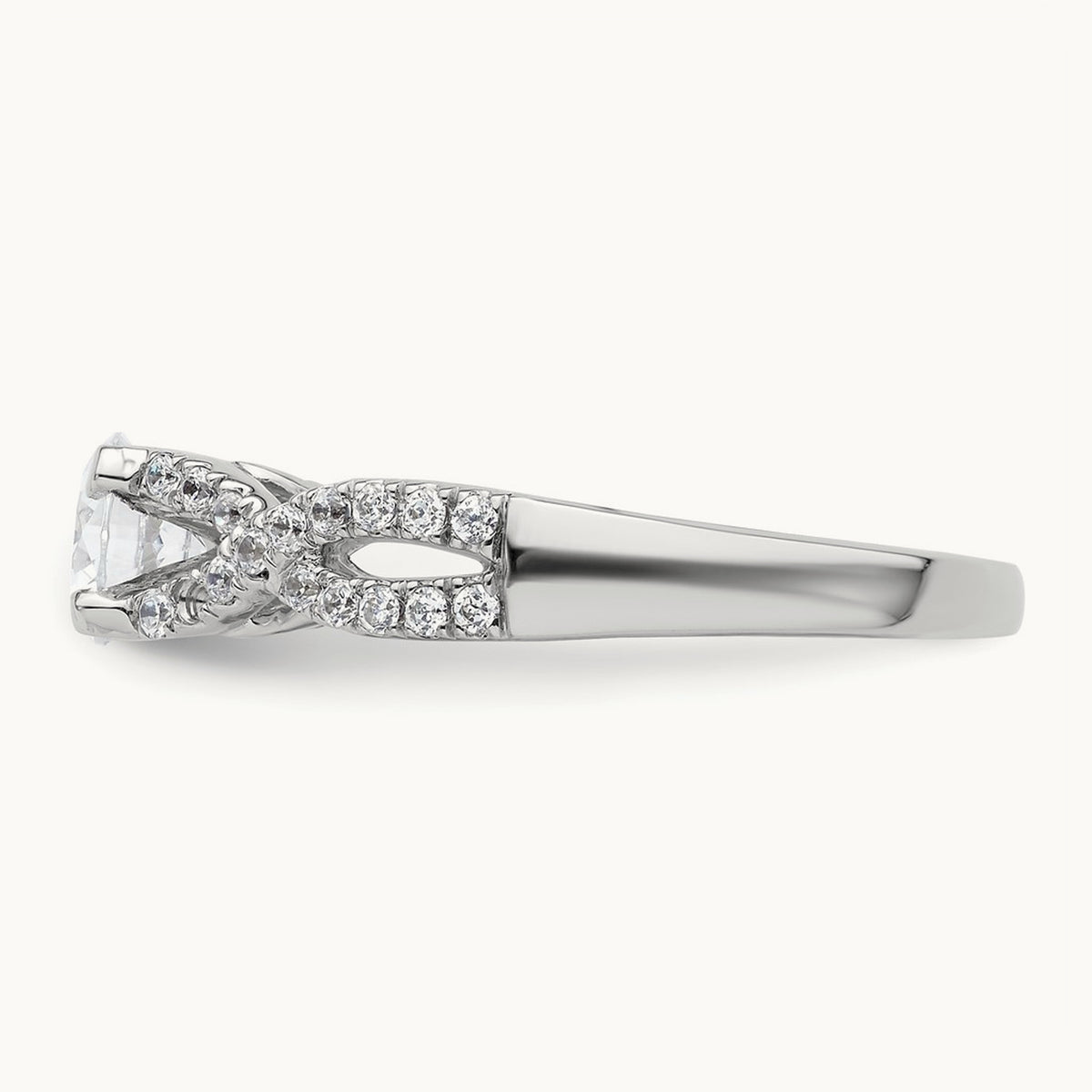 Round Semi-Mount Criss-Cross Engagement Ring — 2/7 ct, 7