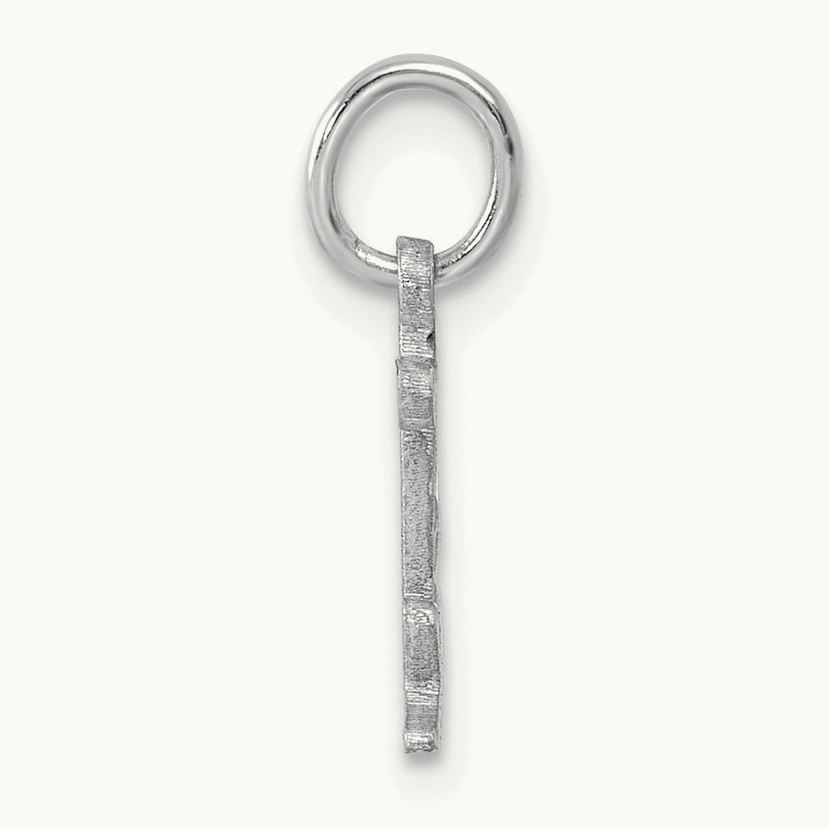 Diamond-cut Initial Charm — 14K White Gold, B
