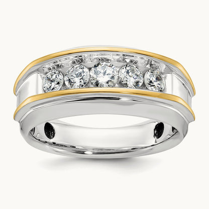 IBGoodman Men's Polished 5-Stone Diamond Ring, 14K Two-tone
