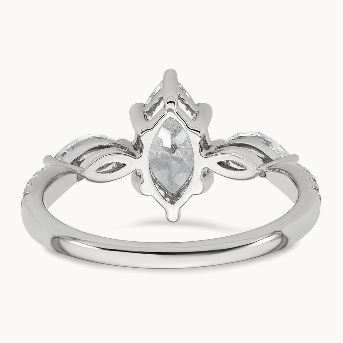 Marquise 3 Stone Engagement Ring, 1.50-2.00 ct tw Lab-Grown Diamond — 1 1/2 ct, 14K White Gold