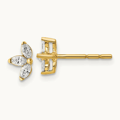 3-stone Marquise Diamond Earrings, 14K