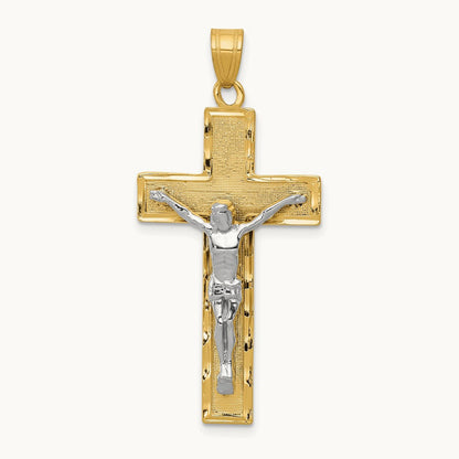Diamond-cut Crucifix Pendant, 14K Two-tone