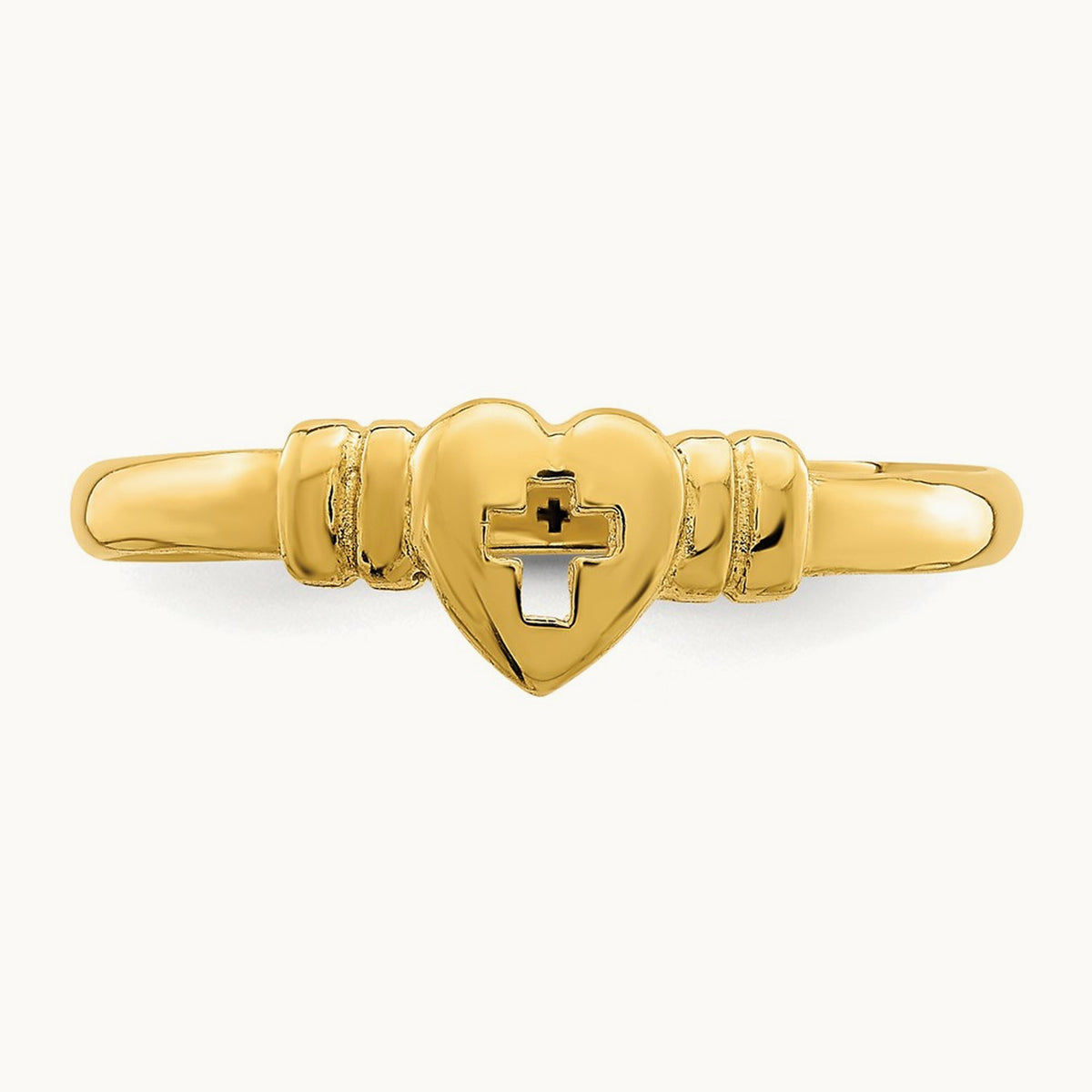 Heart w/Cut-Out Cross Ring, 14K