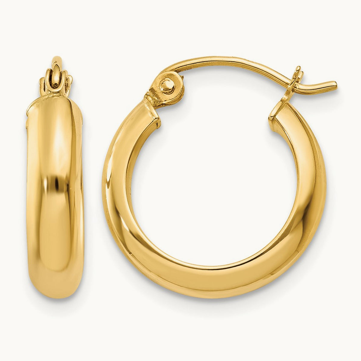 Round Tube Hoop Earrings — 14K Yellow Gold, 17mm
