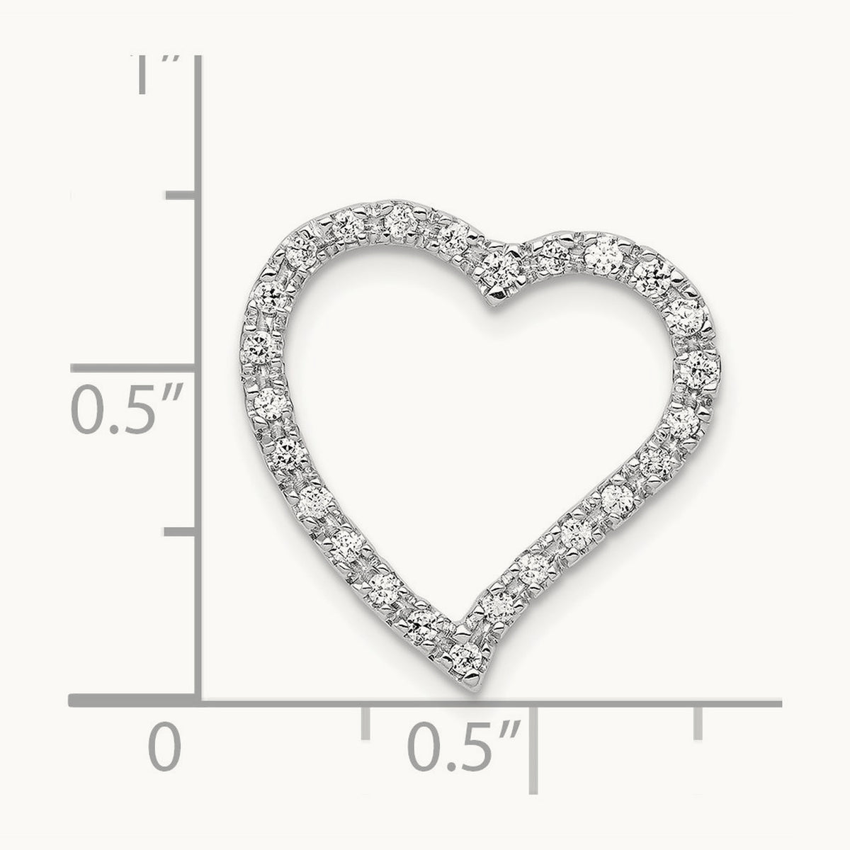 1/5ct. Diamond Curved Heart Chain Slide, 14K White Gold
